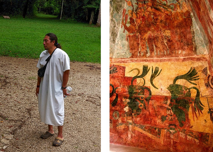 Náčelník kmene Lakandonců - Fresky v Bonampaku