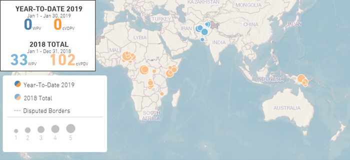 Výskyt poliovirů ve světě