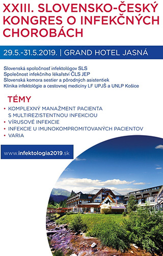 XXIII. slovensko-český kongres o infekčných chorobách, Hotel Grand Jasná, Nízké Tatry, Slovensko, 29.-31. 5. 2019