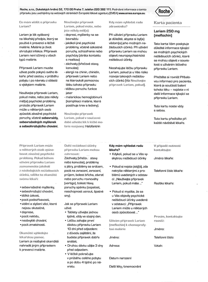 Příloha doporučeného postupu Diagnostika, léčba a profylaxe malárie v ČR