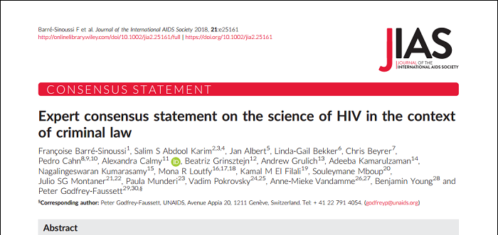 Expertní prohlášení k vědeckým poznatkům o HIV v kontextu trestního práva